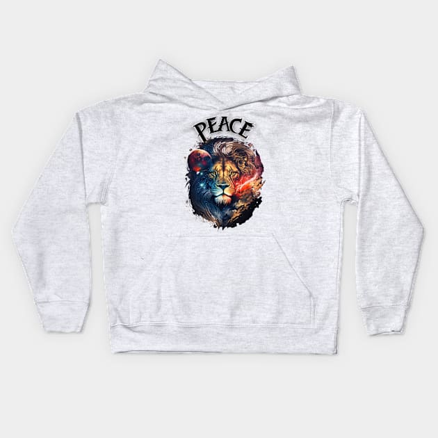 Mystic Peace Leo Lion Zodiac Sign Kids Hoodie by StreetGlory